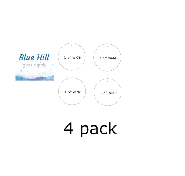 4 Pack Circle Fusible Precut -3.5", 2.5", 1.5" - Ornament Making - Optional Drill Hole - 90 COE or 96 COE - Black, white, clear fused glass