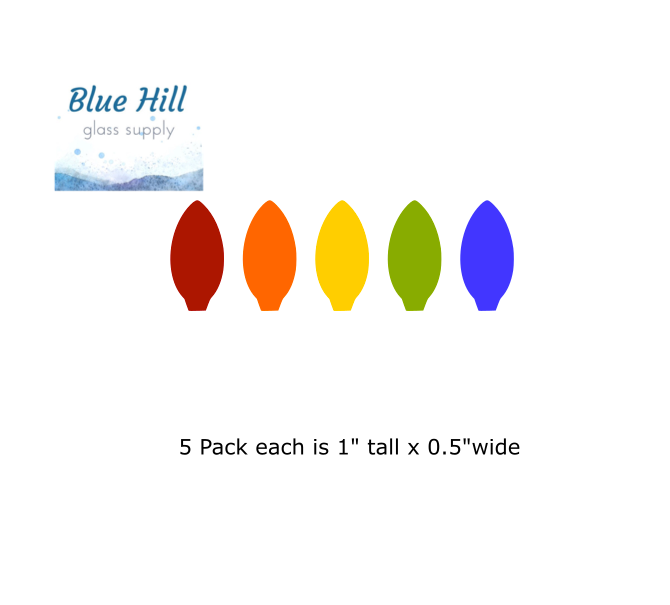 Christmas Lights 5 Pack Precut Glass Shape - Ornaments - Fusible 90 and 96 COE - For Glass Artists - Mosaics - Holiday Precut