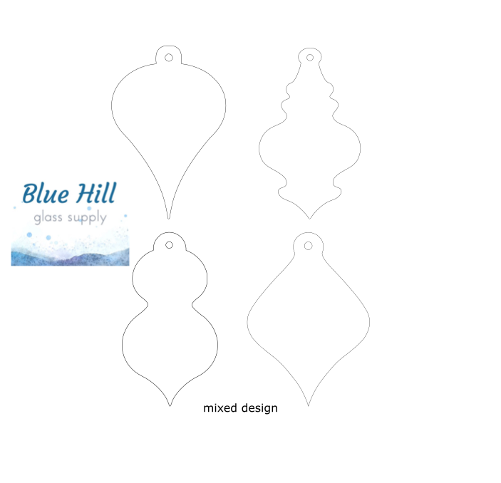 Ornament 4 Pack Fusible Precuts - Ornament Making - Optional Drill Hole - 90 COE or 96 COE - Black, white, clear fused glass