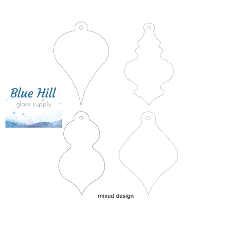 Ornament 4 Pack Fusible Precuts - Ornament Making - Optional Drill Hole - 90 COE or 96 COE - Black, white, clear fused glass