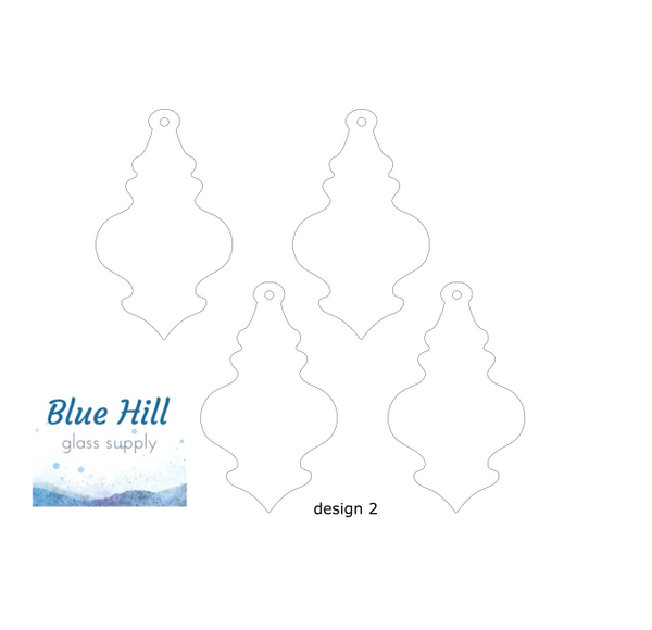 Ornament 4 Pack Fusible Precuts - Ornament Making - Optional Drill Hole - 90 COE or 96 COE - Black, white, clear fused glass