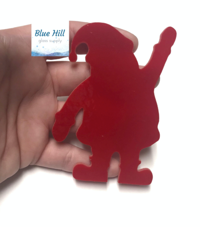 Santa Precut Glass - 90 COE- 96 COE Glass for Fusing, Mosaics , Stained Glass Art - Santa Clause Waving - multiple colors - for glass art crafting