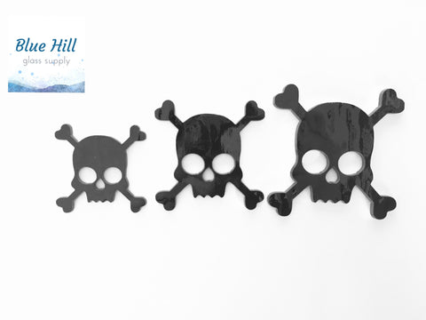 Skull and Crossbones Fusible Glass Precut - 96 COE - 90 COE - For fused glass - Stained Glass - Mosaic Art - Multiple Sizes