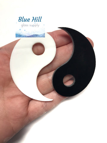 Yin Yang Fusible Precut Glass Shape - For Stained Glass - Fusing - Mosaics - 96 coe Oceanside Black and White Glass - for glass crafters