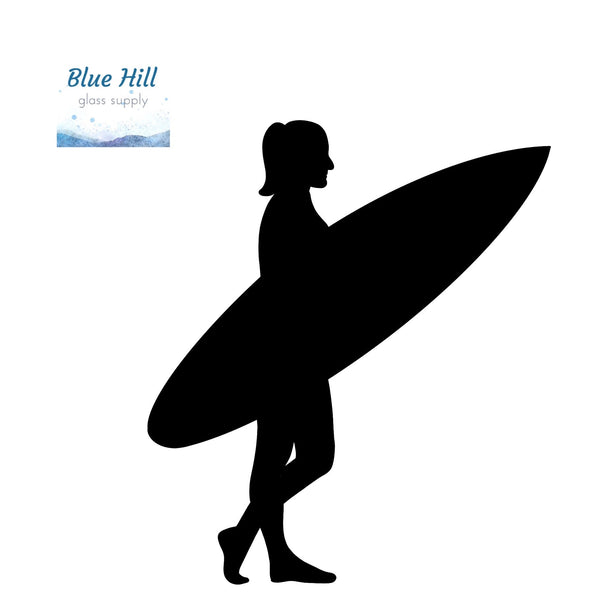 Surfer Walking Precut Glass Shape - People Glass Precut - Sport - For Mosaics - Fusible - 90 COE - 96 COE - Stained glass