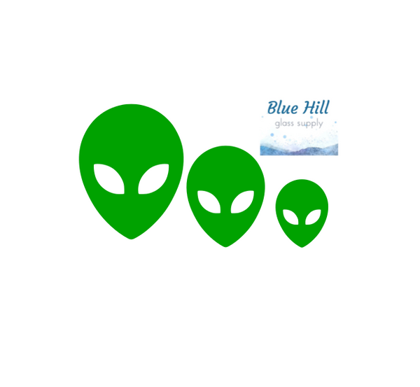 Alien Fusible Glass Precut - 96 COE - 90 COE - For fused glass - Stained Glass - Mosaic Art - Glass Art Supplies - Space Ship - Alien Head