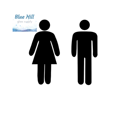 Restroom Sign Precut Glass Shape - People Glass Precut - Washroom - Loo - For Mosaics - Fusible - 90 COE - 96 COE - Stained glass