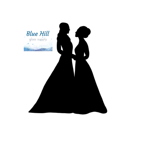 Bride and Bride Precut Glass Shape - For fusing , mosaics , stained glass - 96 COE - 90 COE - Wedding Precut - Marriage - Lesbian Couple