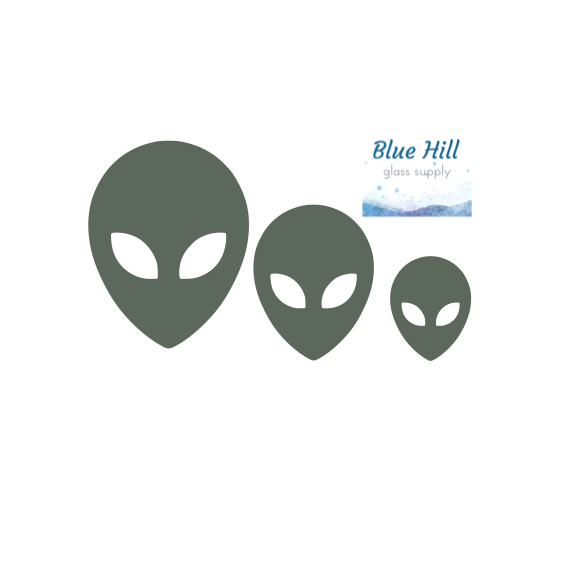Alien Fusible Glass Precut - 96 COE - 90 COE - For fused glass - Stained Glass - Mosaic Art - Glass Art Supplies - Space Ship - Alien Head