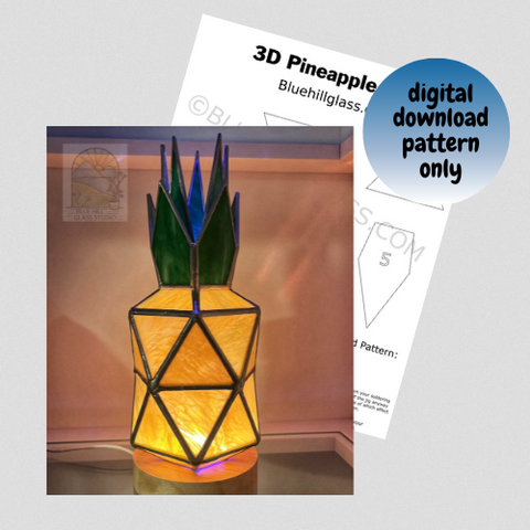 Pineapple 3D Stained Glass Pattern PDF - Digital Download Glass Pattern - Intermediate to Advanced Pattern