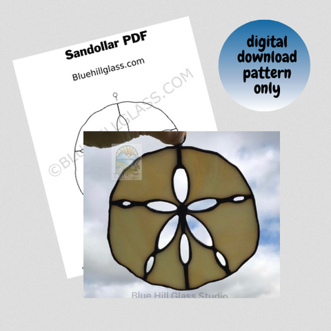 Sand dollar Stained Glass Pattern - Digital Download Only  - PDF - Stained Glass DIY - Beach Summer Patterns - Ocean - Beginner Glass Patterns