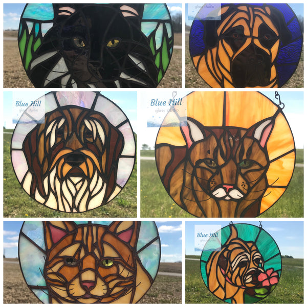 Custom Stained Glass Pet Portrait- 4 weeks production time