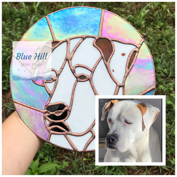 Custom Stained Glass Pet Portrait- 4 weeks production time