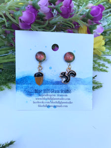 Squirrel Glass Studs - Glass Earrings