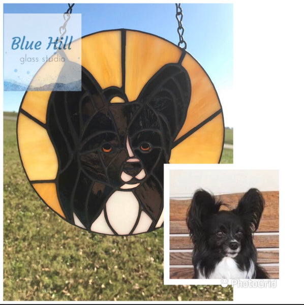 Custom Stained Glass Pet Portrait- 4 weeks production time