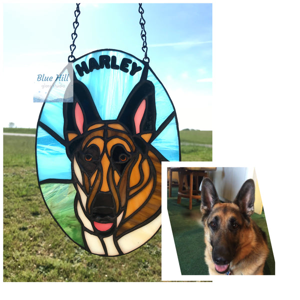 Custom Stained Glass Pet Portrait- 4 weeks production time
