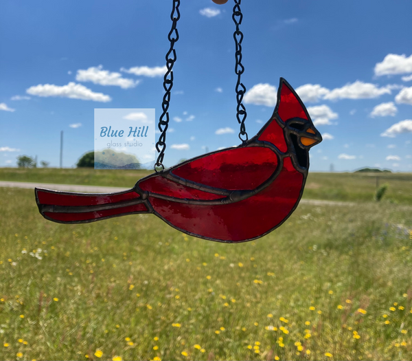 Cardinal Stained Glass Sun Catcher - Glass Bird