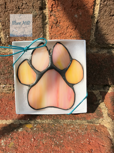 Stained Glass Pet Paw in Multiple Colors - Pet Loss Gift