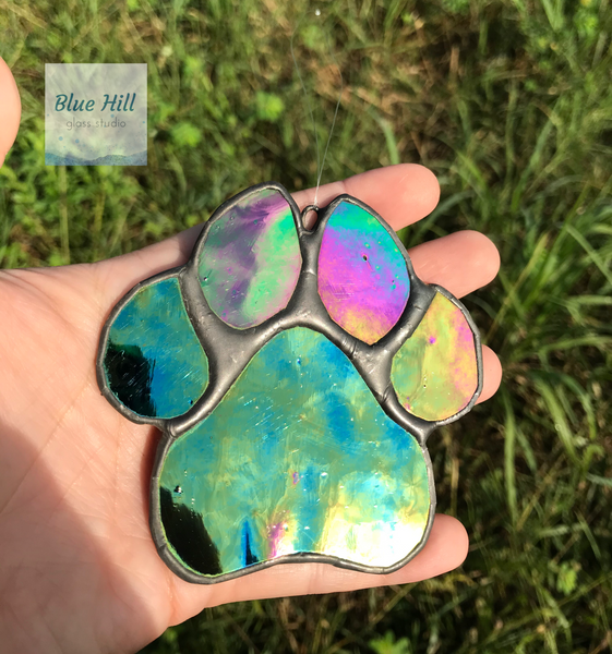 Stained Glass Pet Paw in Multiple Colors - Pet Loss Gift