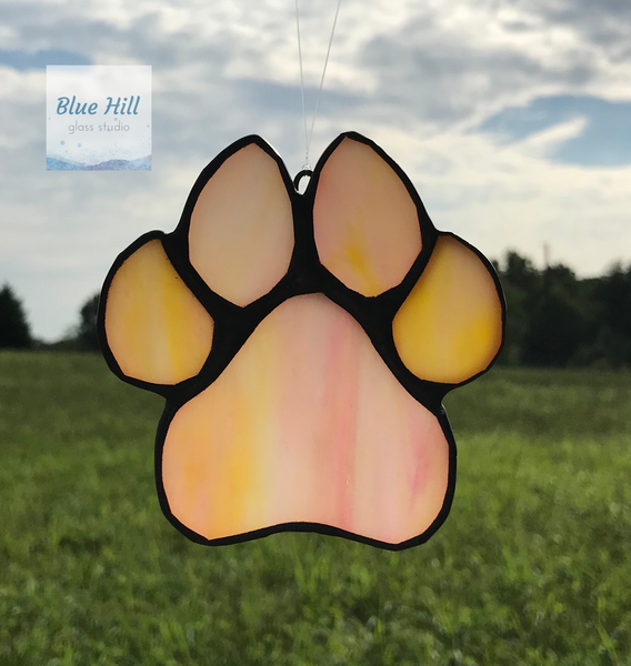 Stained Glass Pet Paw in Multiple Colors - Pet Loss Gift
