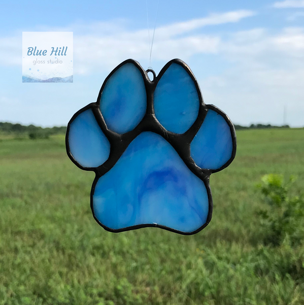 Stained Glass Pet Paw in Multiple Colors - Pet Loss Gift