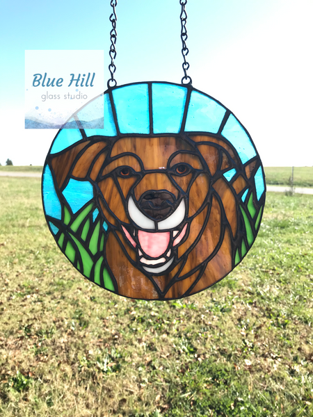 Custom Stained Glass Pet Portrait- 4 weeks production time