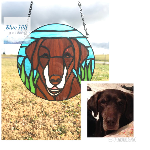 Custom Stained Glass Pet Portrait- 4 weeks production time