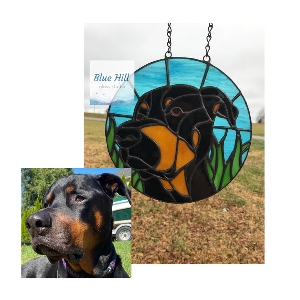 Custom Stained Glass Pet Portrait- 4 weeks production time