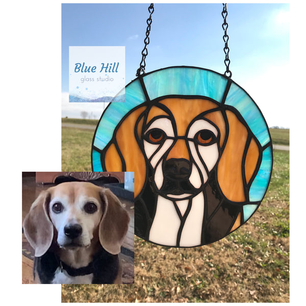 Custom Stained Glass Pet Portrait- 4 weeks production time