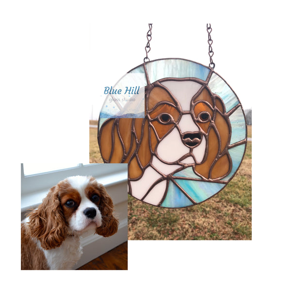 Custom Stained Glass Pet Portrait- 4 weeks production time