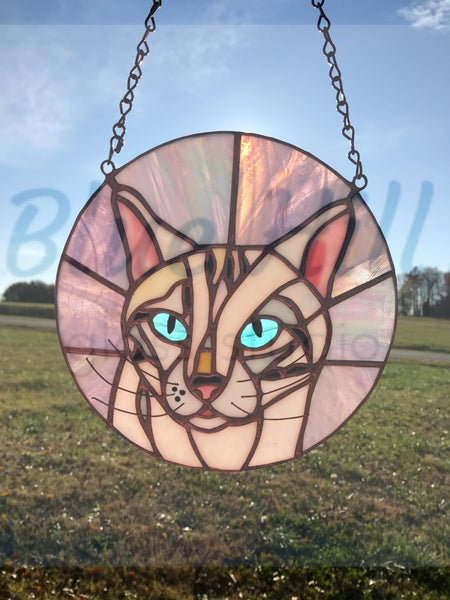 Custom Stained Glass Pet Portrait- 4 weeks production time