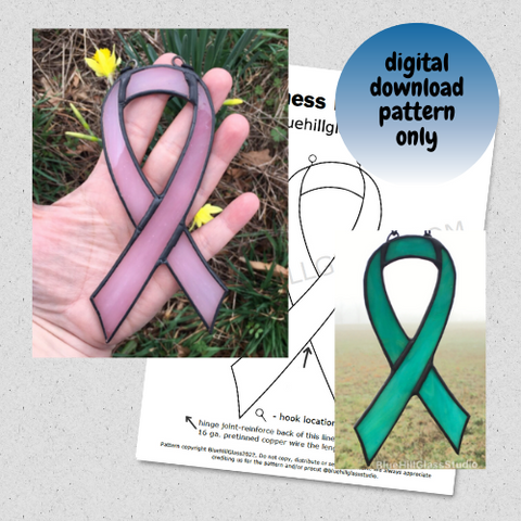 Awareness Ribbon Stained Glass Pattern - Digital Download Only  - Stained Glass DIY - Breast Cancer Awareness - Glass Patterns - Beginner