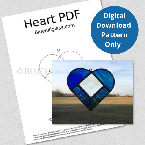 Heart Stained Glass Pattern  - Digital Download ONLY - Stained Glass DIY - Beginner Stained Glass Patterns - Valentines Day - Love - Easy Stained Glass