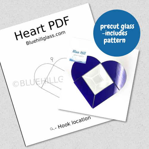Precut Stained Glass Heart - Mutliple Colors - 4 precut pieces of glass and 1 glass bevel - Stained Glass Making Kit
