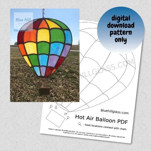 Hot Air Balloon Stained Glass Pattern - DIGITAL DOWNLOAD