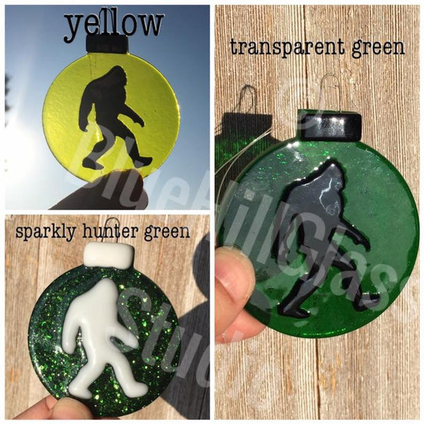 Bigfoot Fused Glass Ornament in Multiple Colors - Sasquatch Christmas Ornament