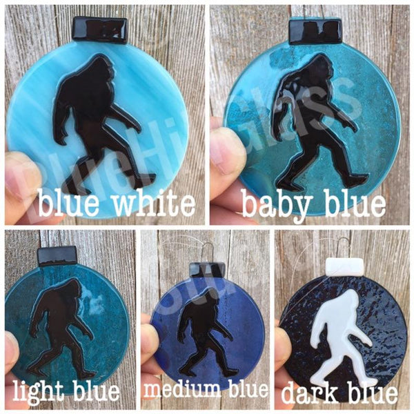 Bigfoot Fused Glass Ornament in Multiple Colors - Sasquatch Christmas Ornament