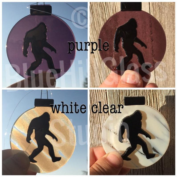 Bigfoot Fused Glass Ornament in Multiple Colors - Sasquatch Christmas Ornament