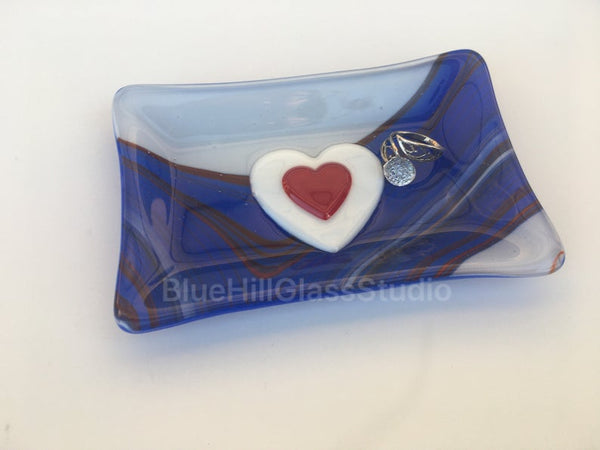 Heart Fused Glass Soap / Trinket Dish
