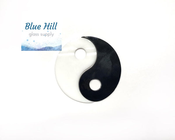 Yin Yang Fusible Precut Glass Shape - For Stained Glass - Fusing - Mosaics - 96 coe Oceanside Black and White Glass - for glass crafters