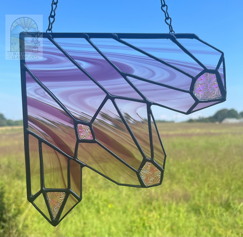 Crystal Corner Cluster Stained Glass Panel - Crystal Sun Catcher
