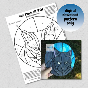 Cat Portrait Stained Glass Pattern - Digital Download PDF - Kitty Stained Glass - Advanced Stained Glass Patterns - DIY Stained Glass