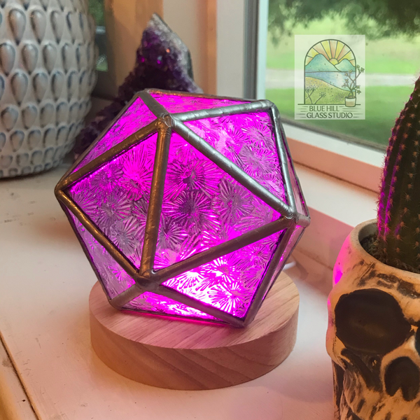 D20 Icosahedron Stained Glass Nightlight