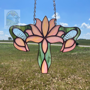 Blossoming Lotus Stained Glass Sun catcher - Flower Female Reproductive System