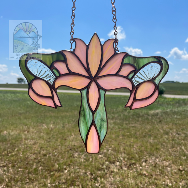 Blossoming Lotus Stained Glass Sun catcher - Flower Female Reproductive System