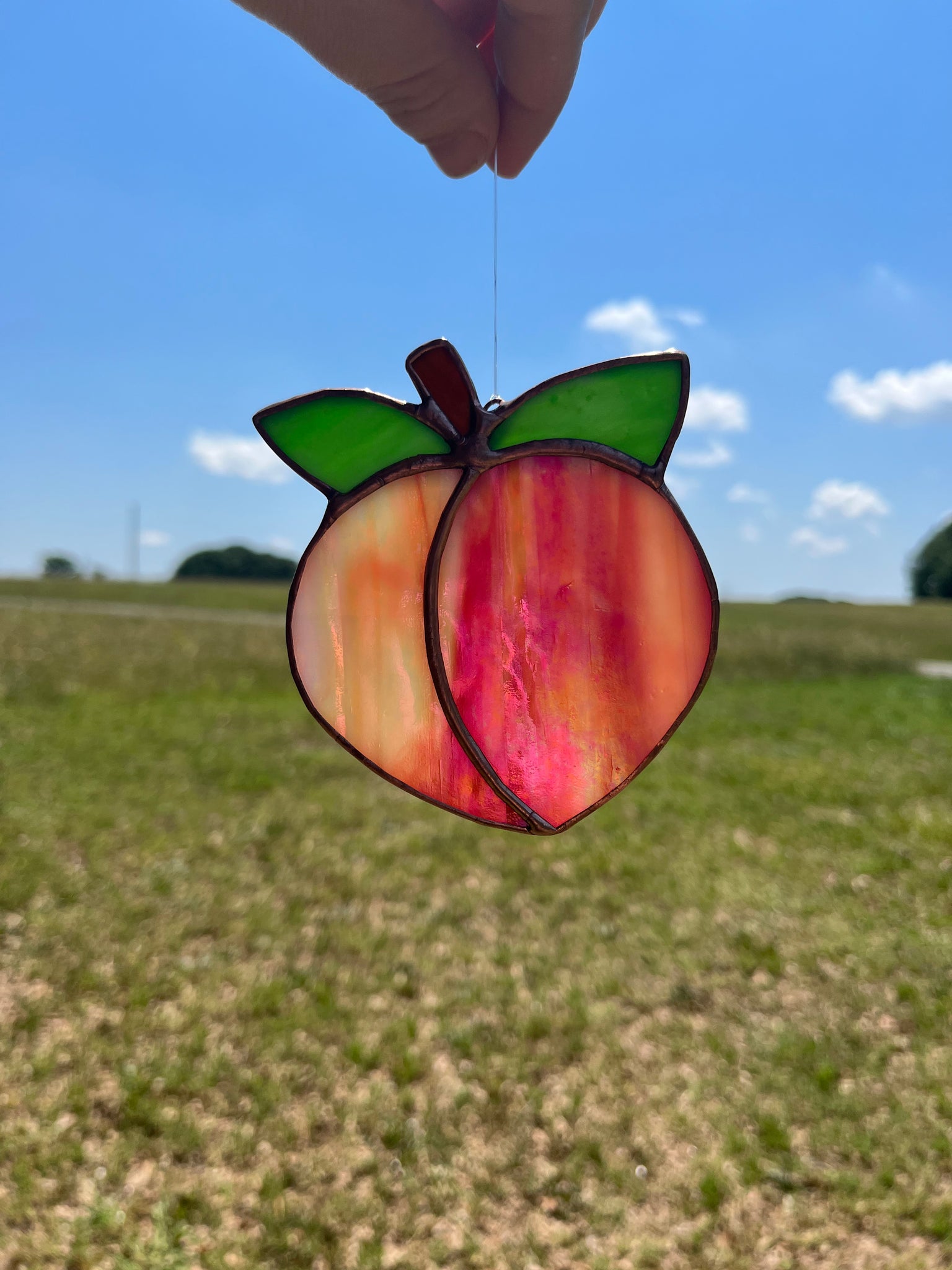 Peach Stained Glass Sun catcher - Fruit Series