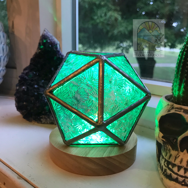 D20 Icosahedron Stained Glass Nightlight