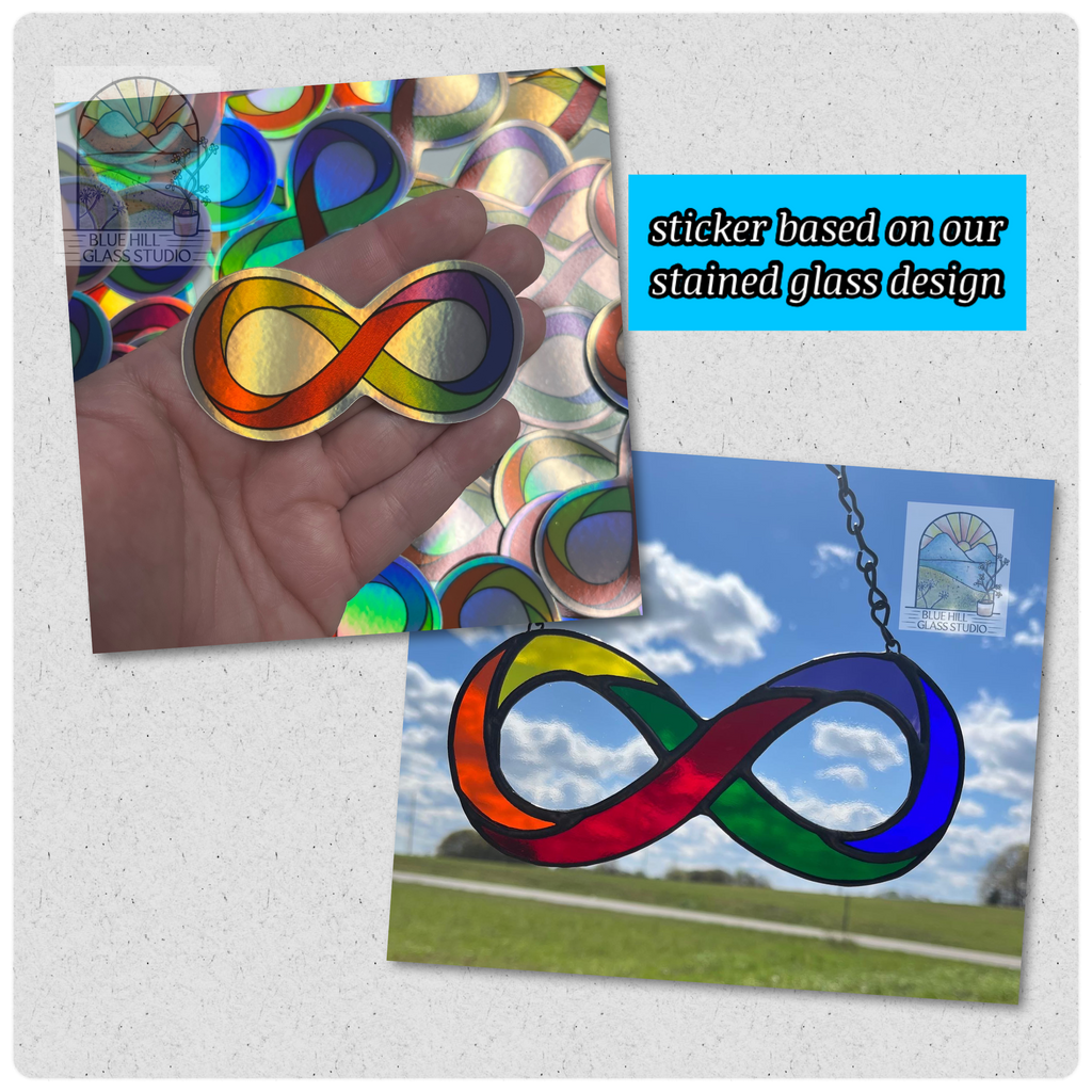 Infinity Sticker Holo Autism Acceptance Rainbow Infinity Holographic Sticker - Stained Glass ...