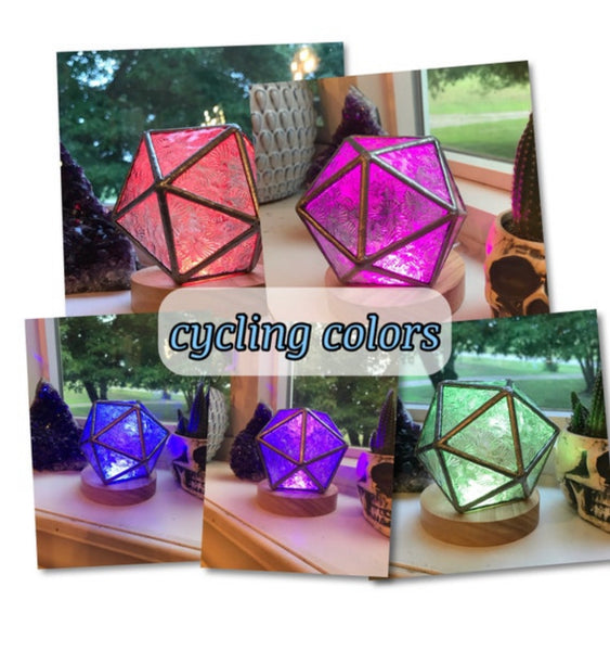 Color changing night light wood base for stained glass crafts - remote included