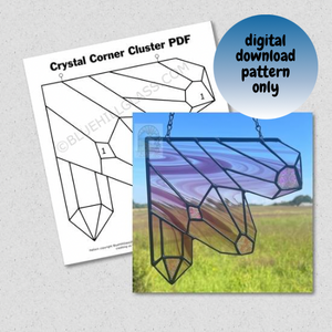 Crystal Corner Cluster Stained Glass Pattern - Digital Download Only  - Stained Glass DIY - Nature Glass Patterns - Beginner to Intermediate